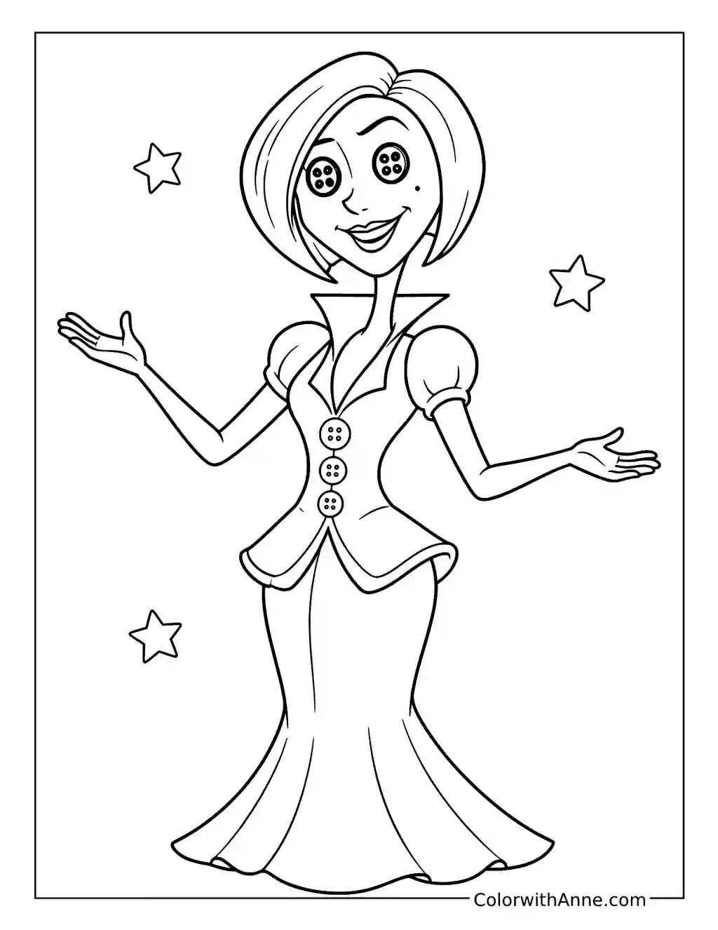Other Mother in an Elegant Dress coloring page