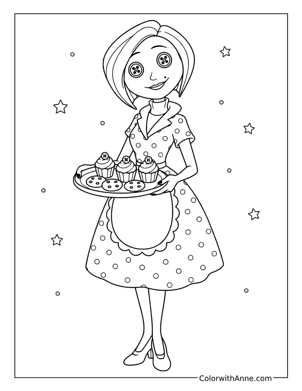 Other Mother Serving Cupcakes and Cookies coloring page