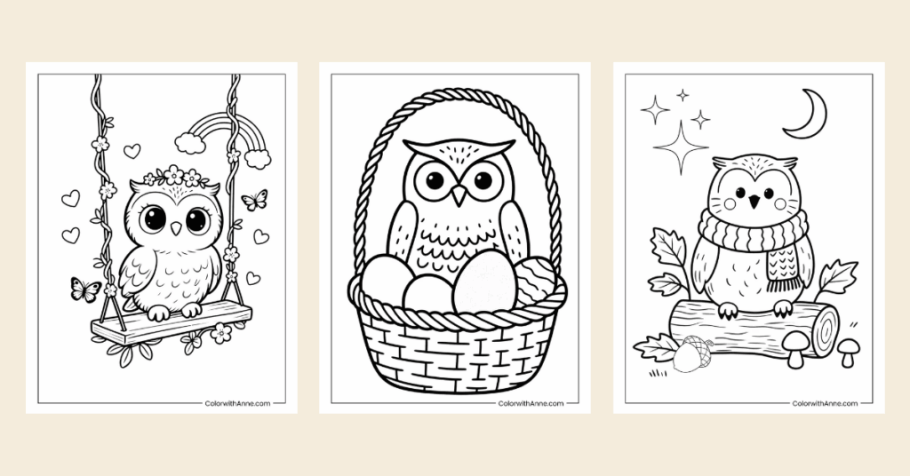 owl coloring pages banner