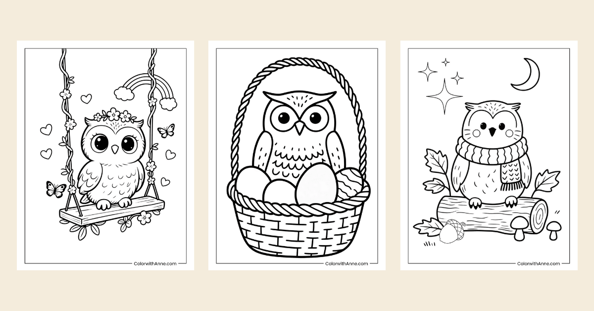 owl coloring pages banner