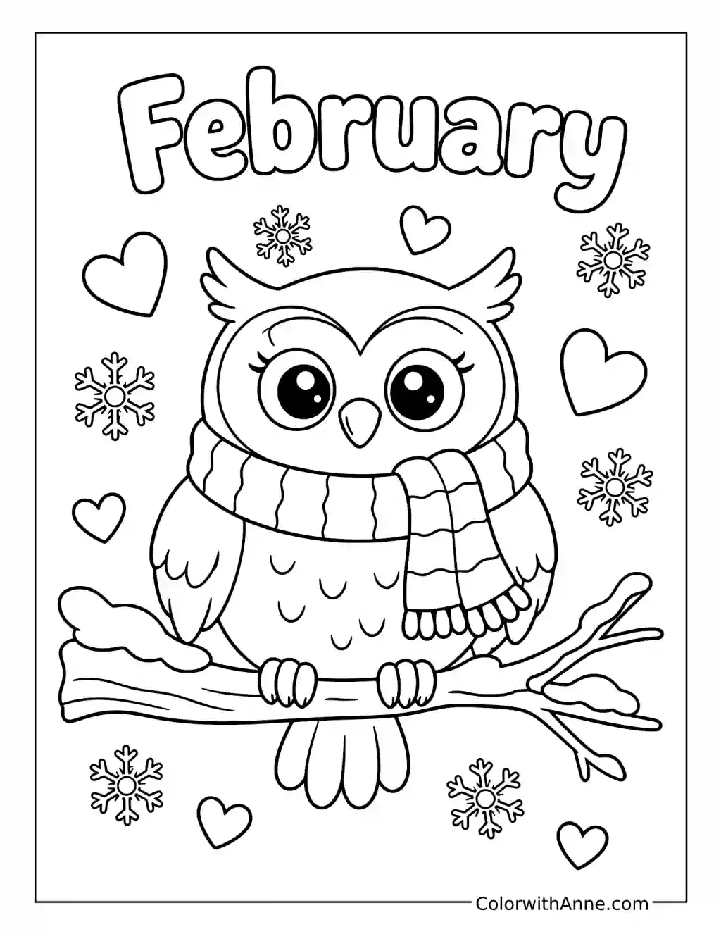 Owl Wearing a Scarf coloring page