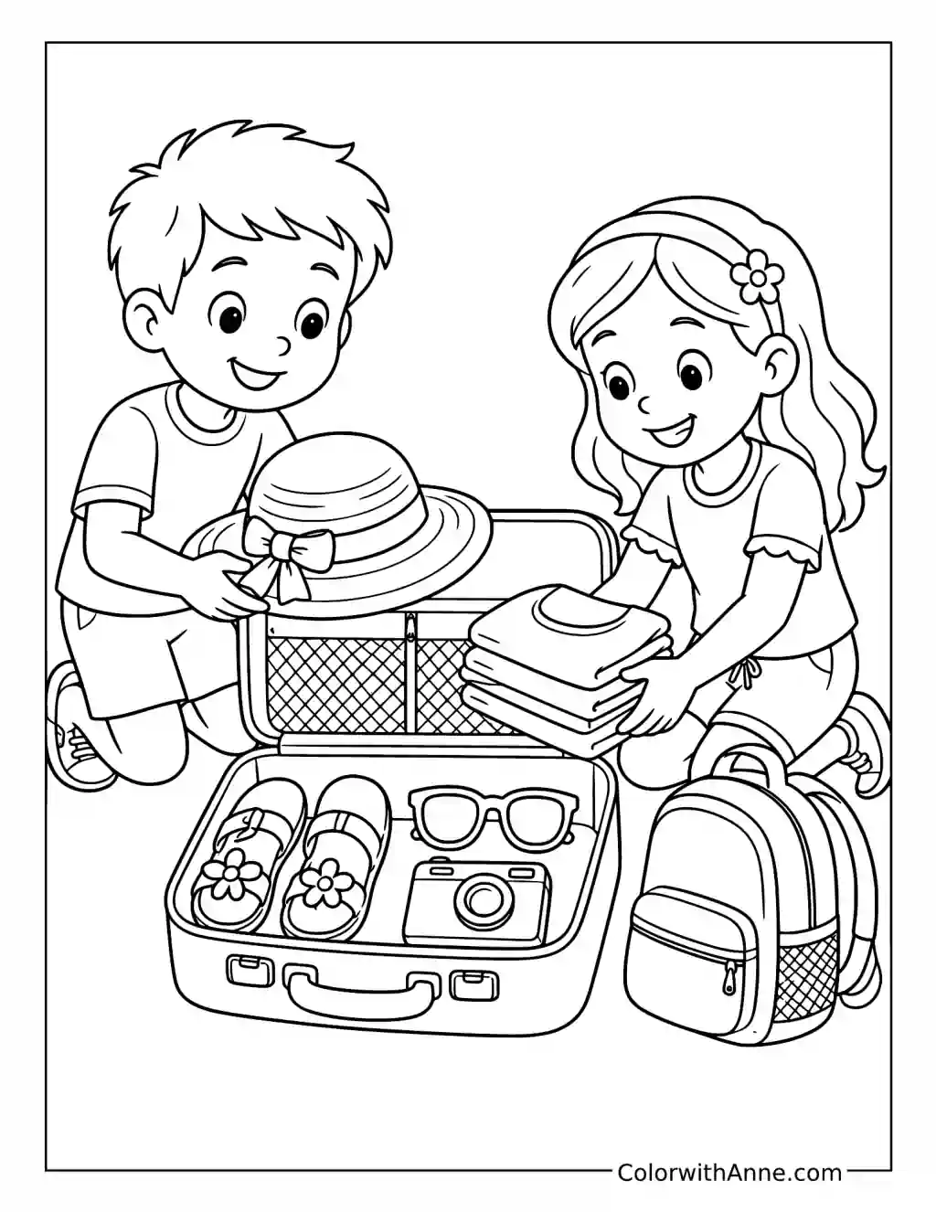 Packing for a Spring Break Trip coloring page