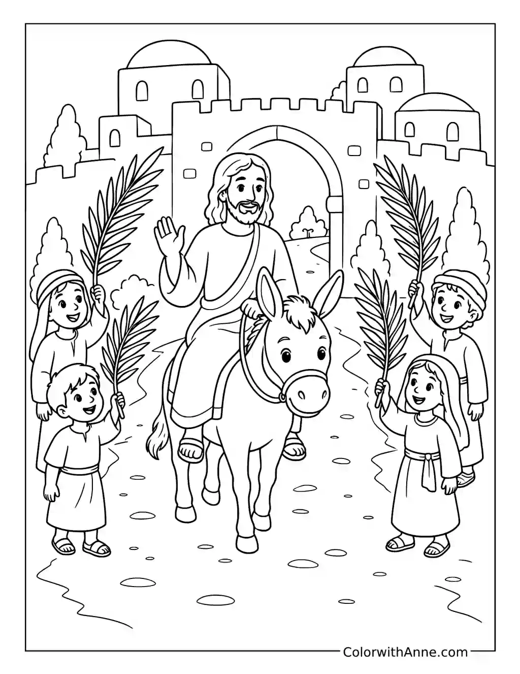 Palm Sunday Entry into Jerusalem coloring page