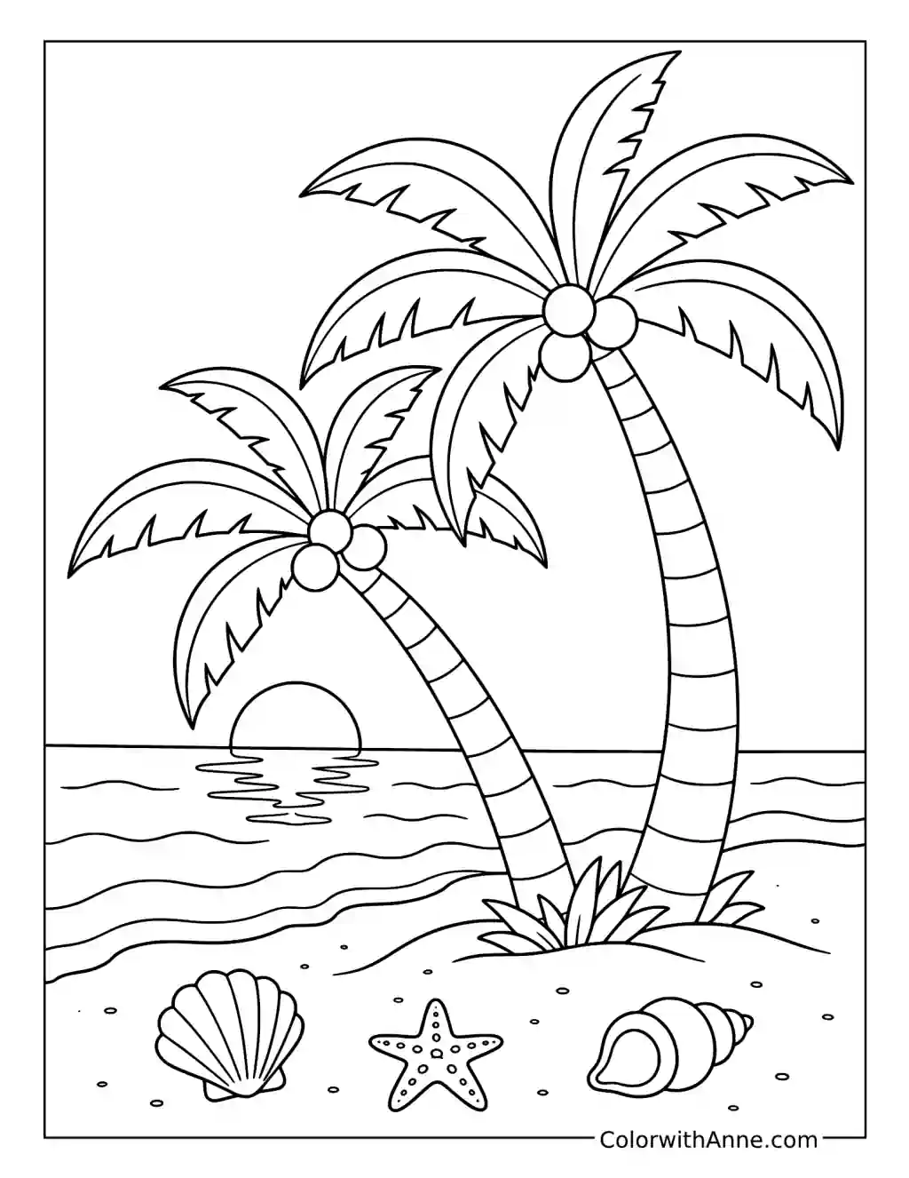 Palm Tree Beach coloring page