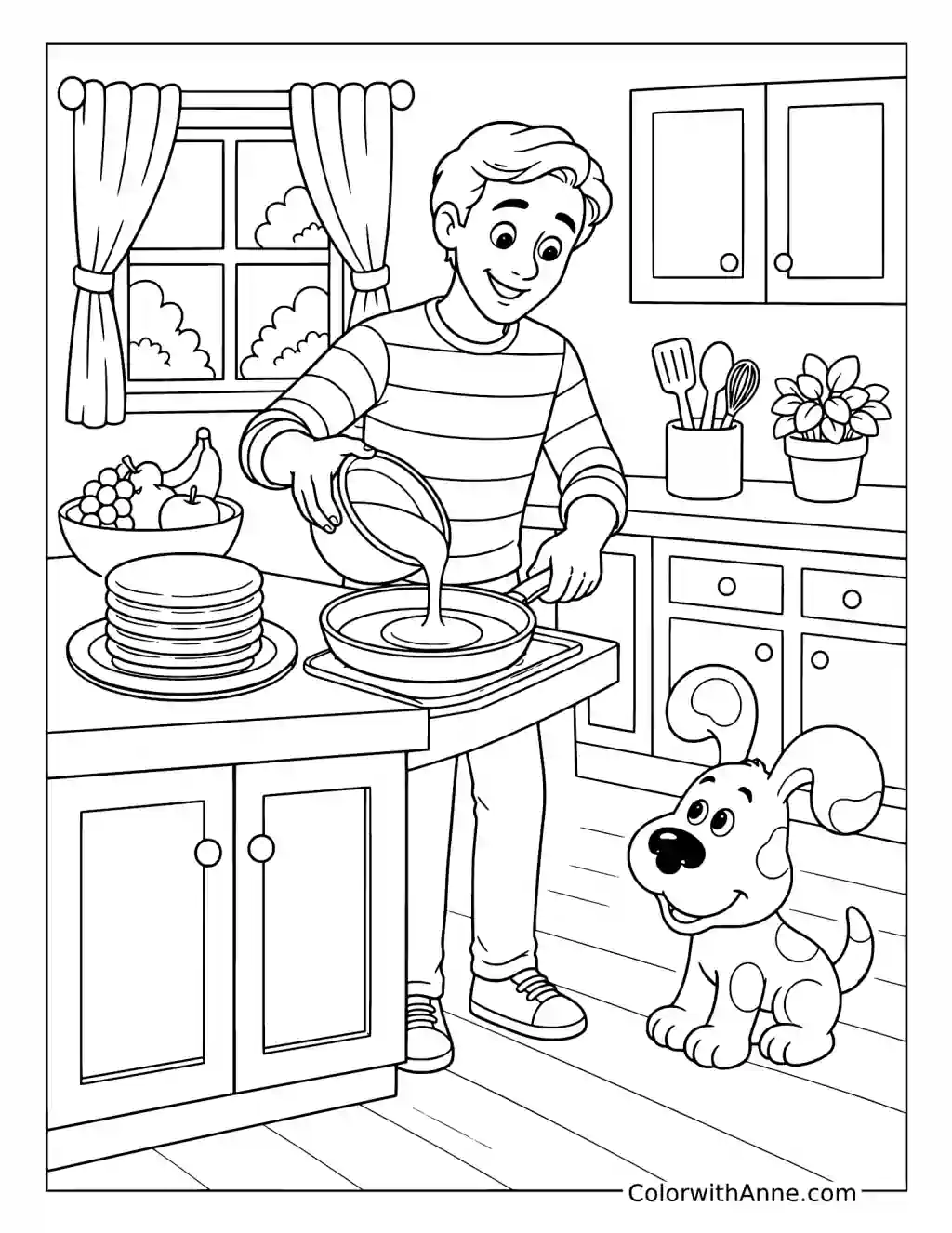 Pancake Breakfast with Blue coloring page