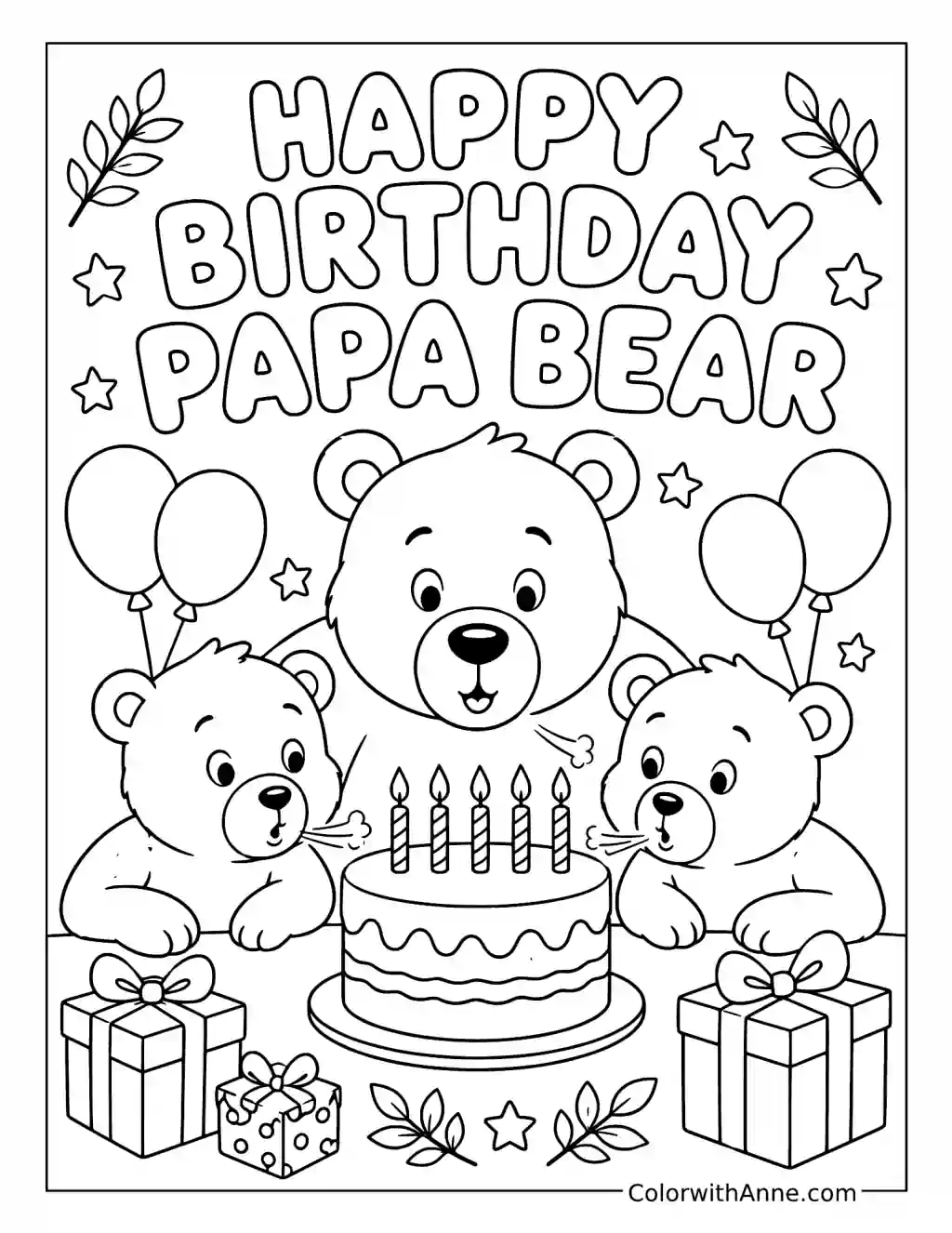 Papa Bear Birthday coloring page