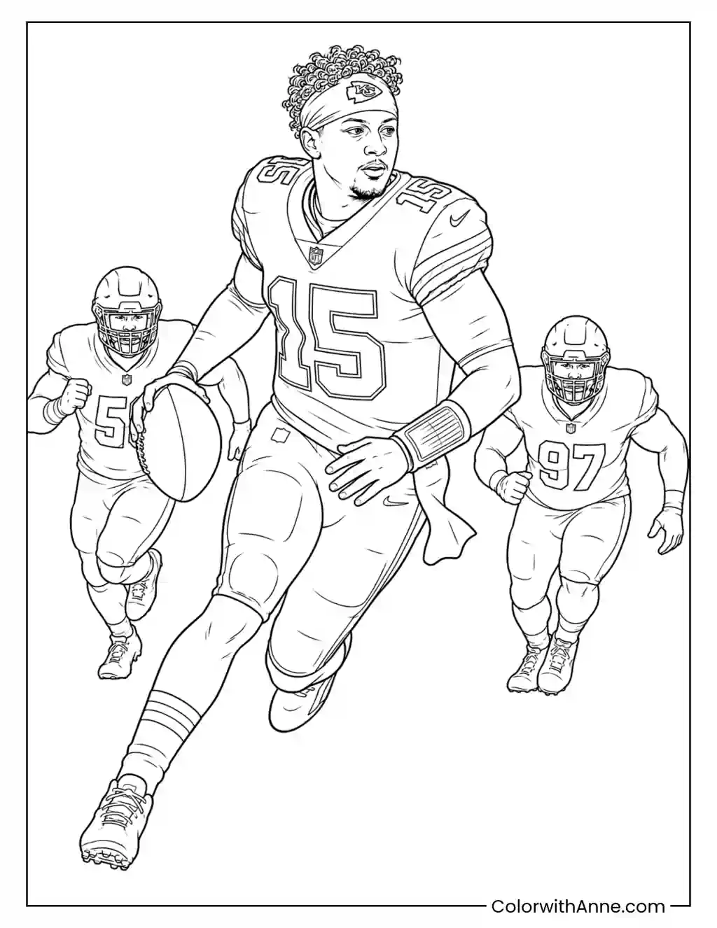 Patrick Mahomes Escapes the Pocket coloring page