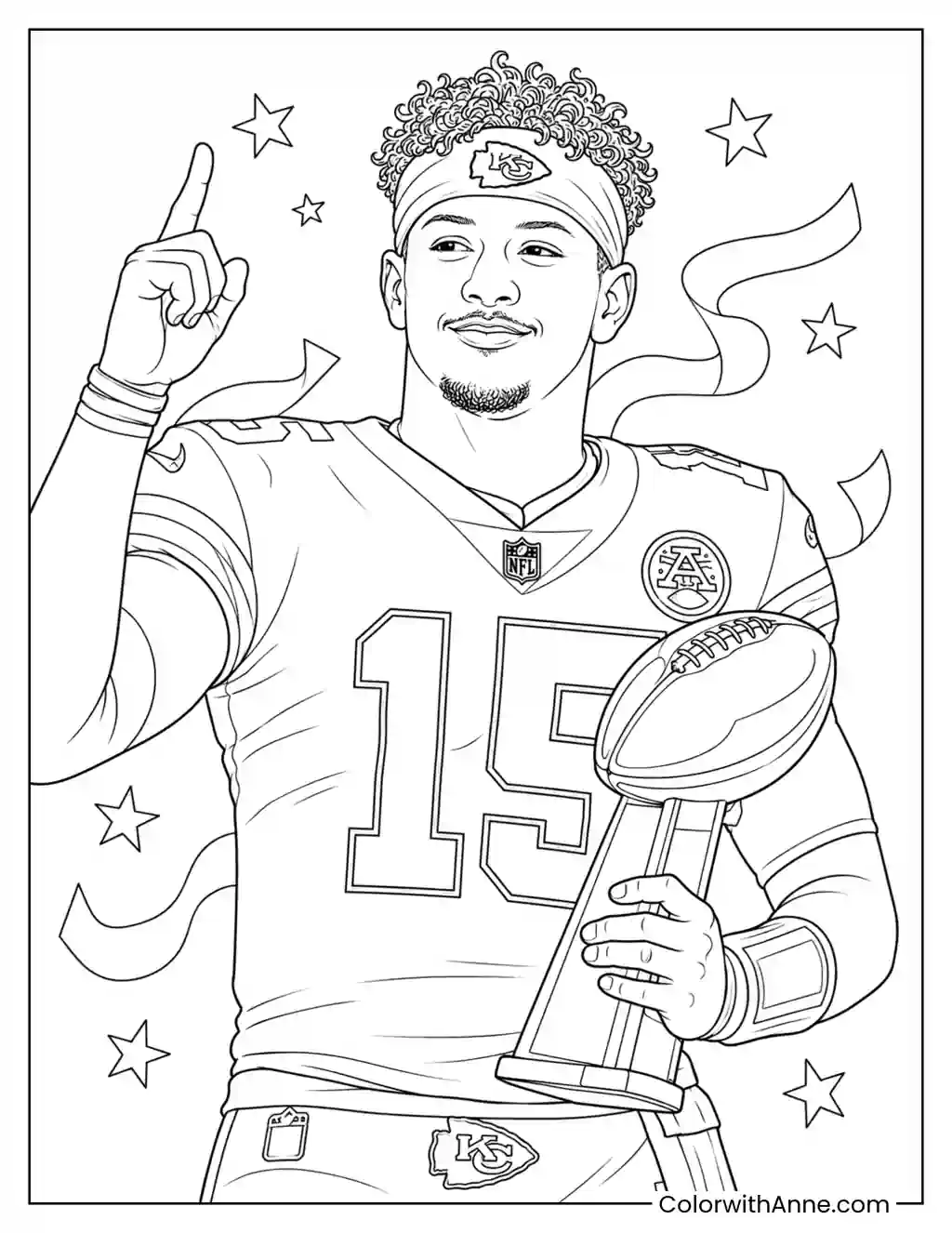 Patrick Mahomes MVP Trophy Pose coloring page