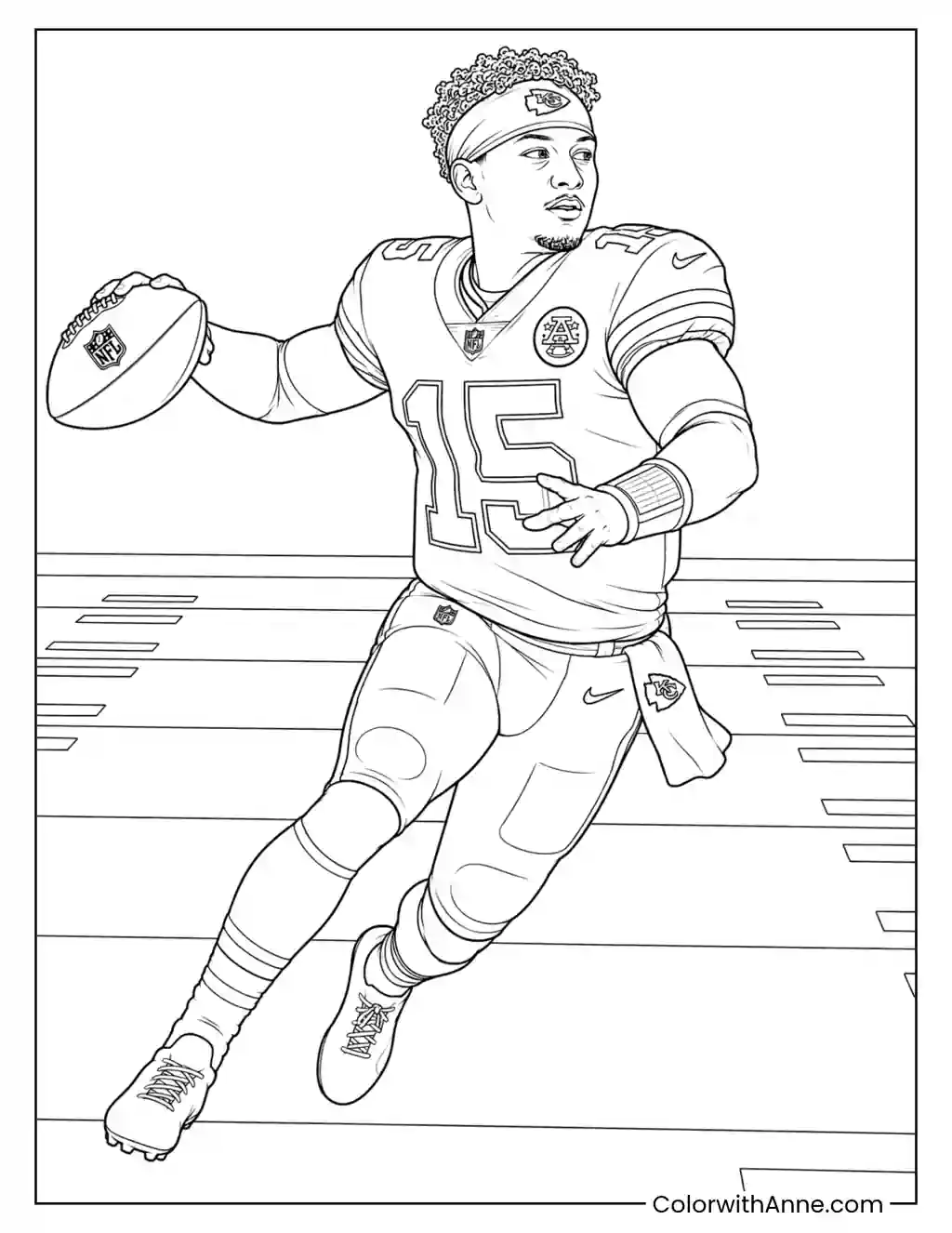 Patrick Mahomes No-Look Pass coloring page