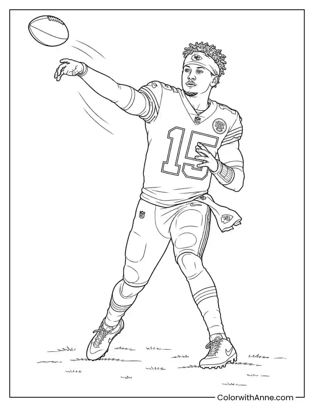 Patrick Mahomes' Powerful Pass coloring page