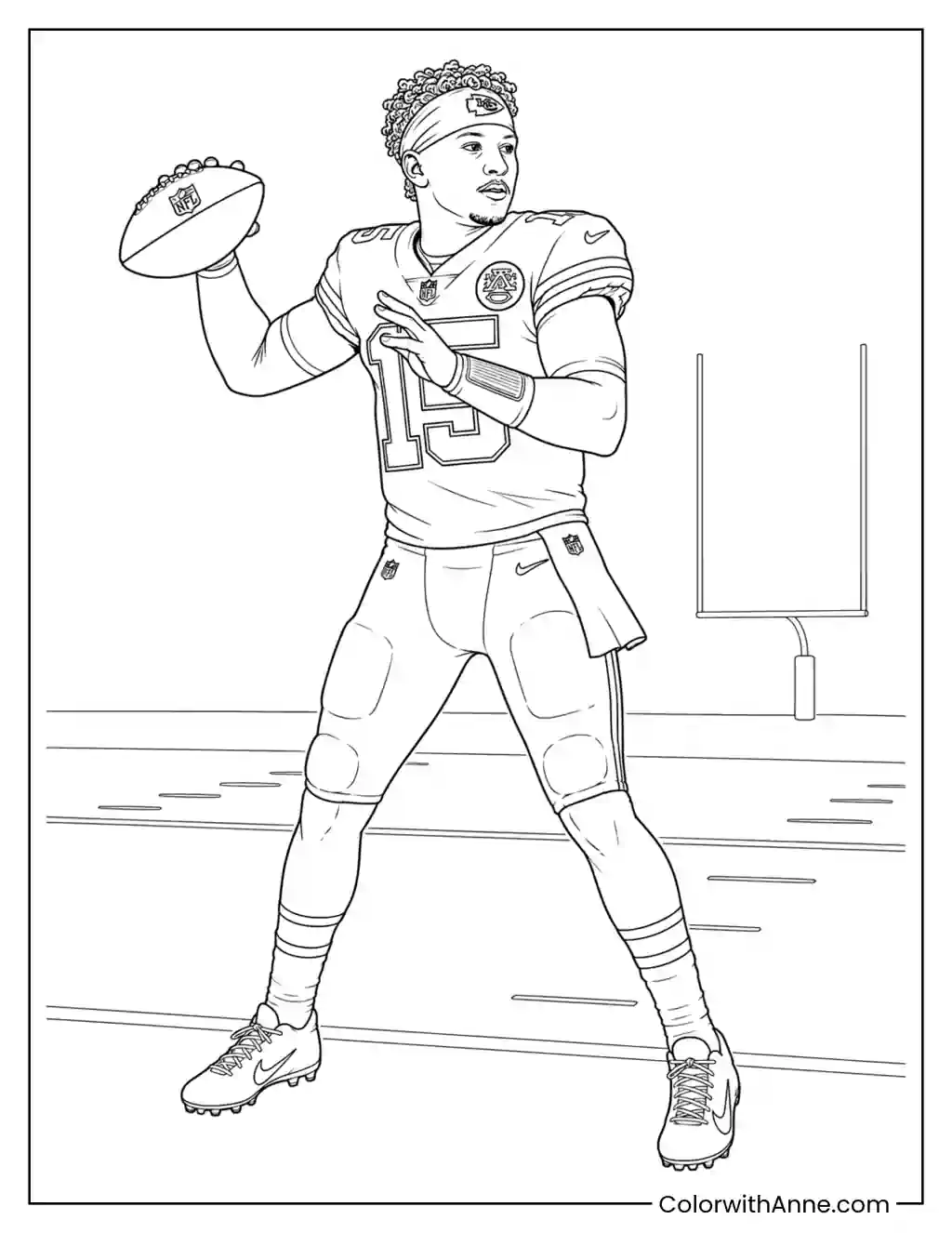 Patrick Mahomes Ready to Throw coloring page
