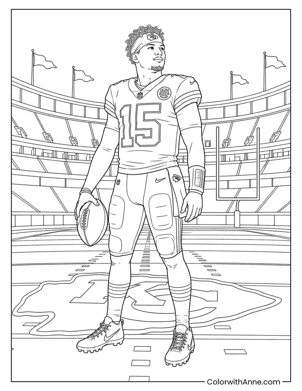 Patrick Mahomes Stadium Hero Portrait coloring page
