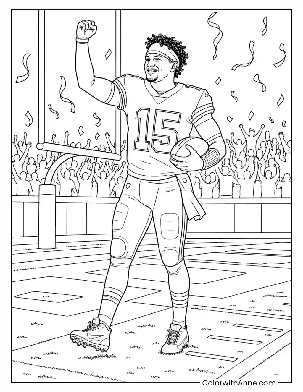 Patrick Mahomes Touchdown Celebration coloring page