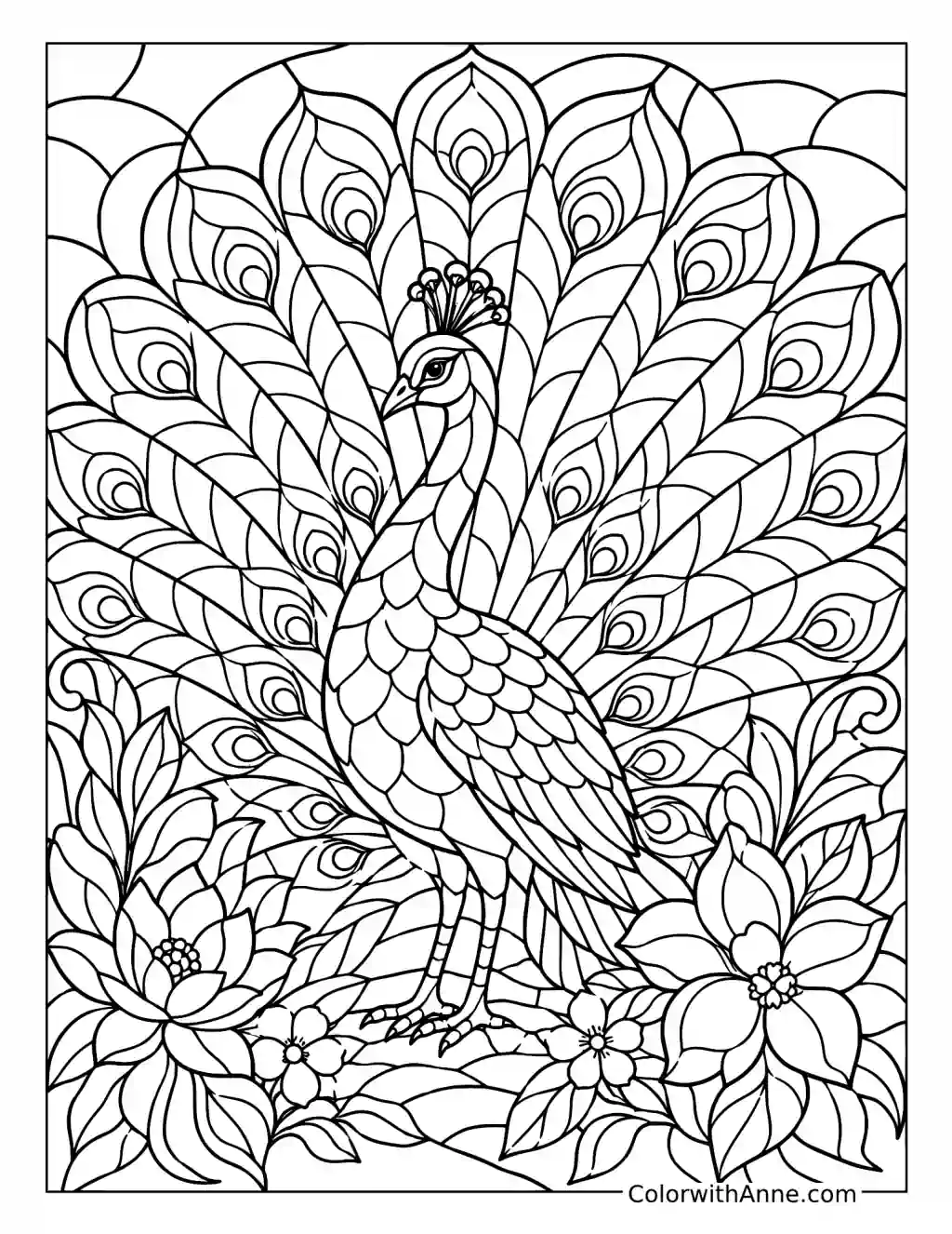 Peacock Stained Glass coloring page