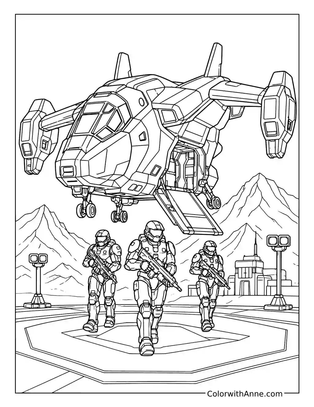 Pelican Dropship Deployment coloring page