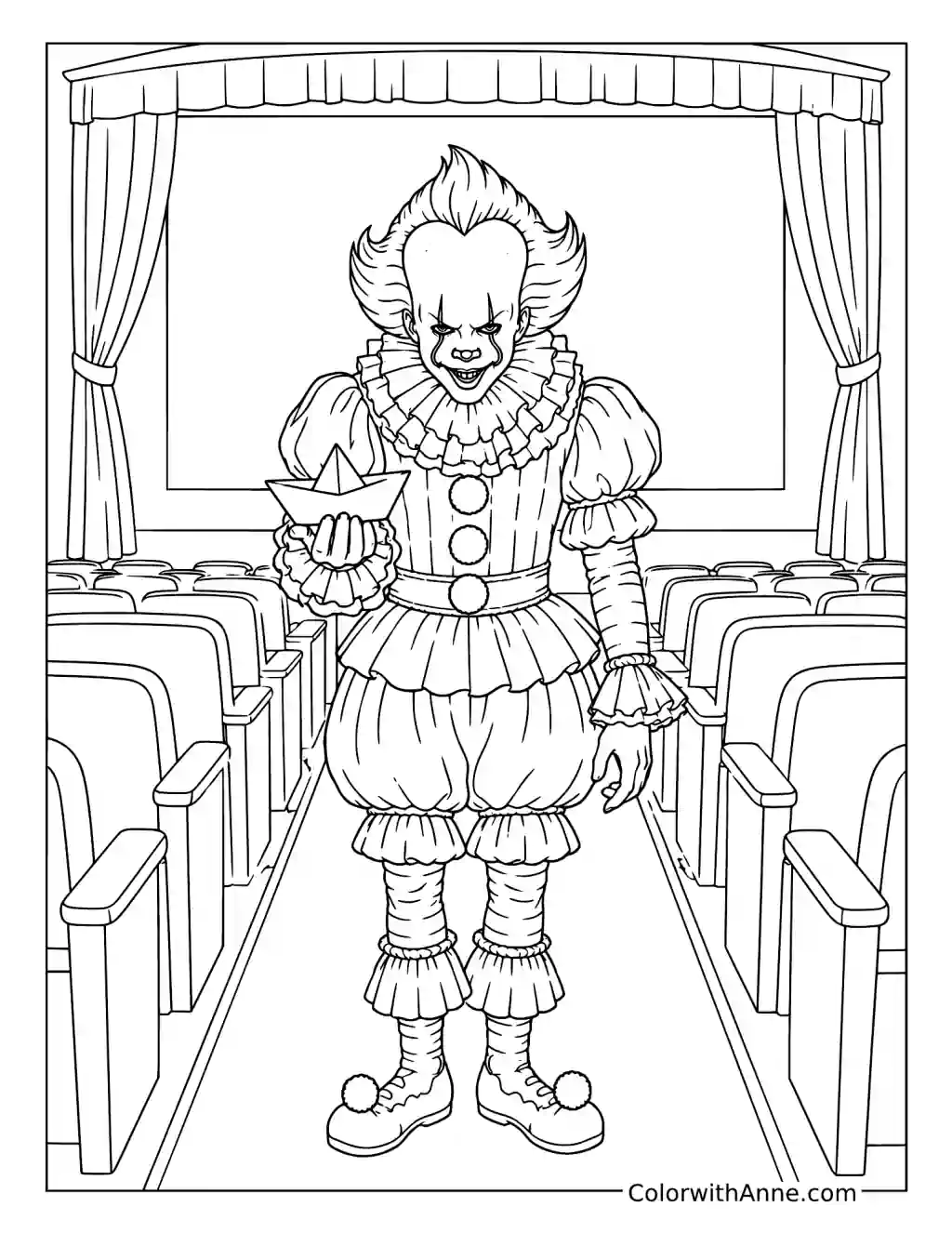 Pennywise at an Abandoned Movie Theater coloring page