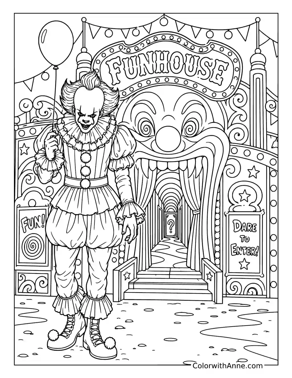 Pennywise Funhouse Entrance coloring page