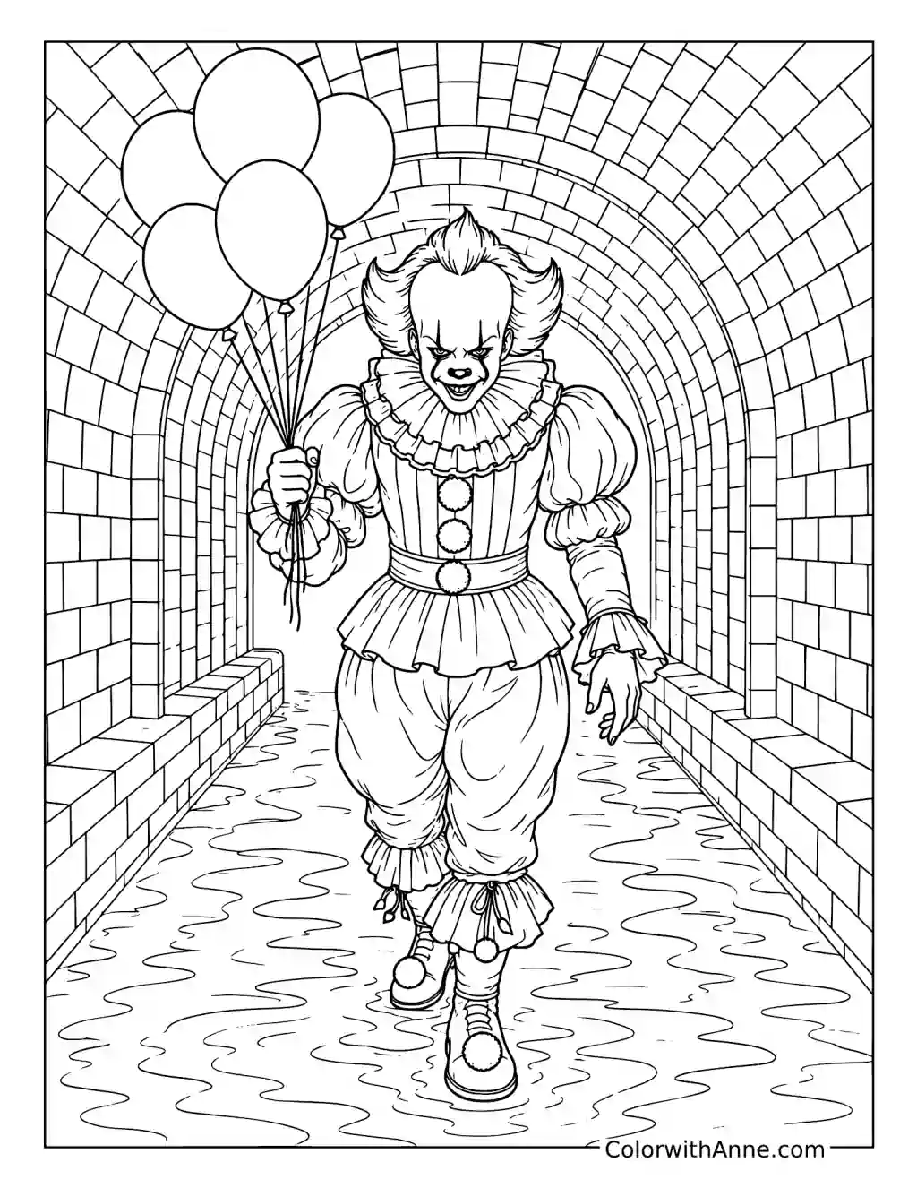 Pennywise in the Underground Tunnel coloring page
