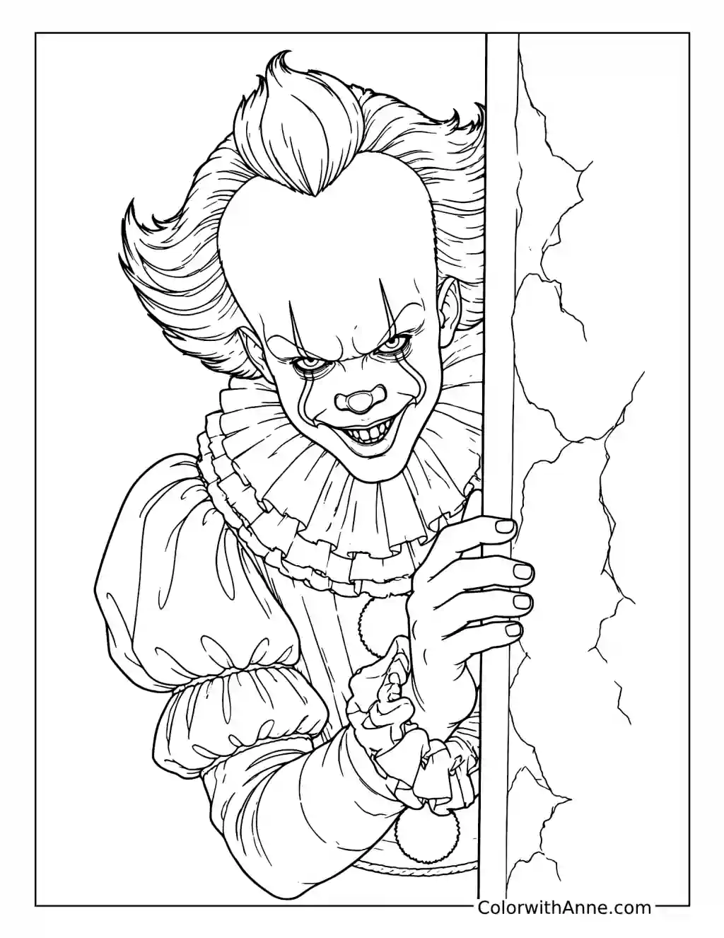 Pennywise Peeking Around the Corner coloring page