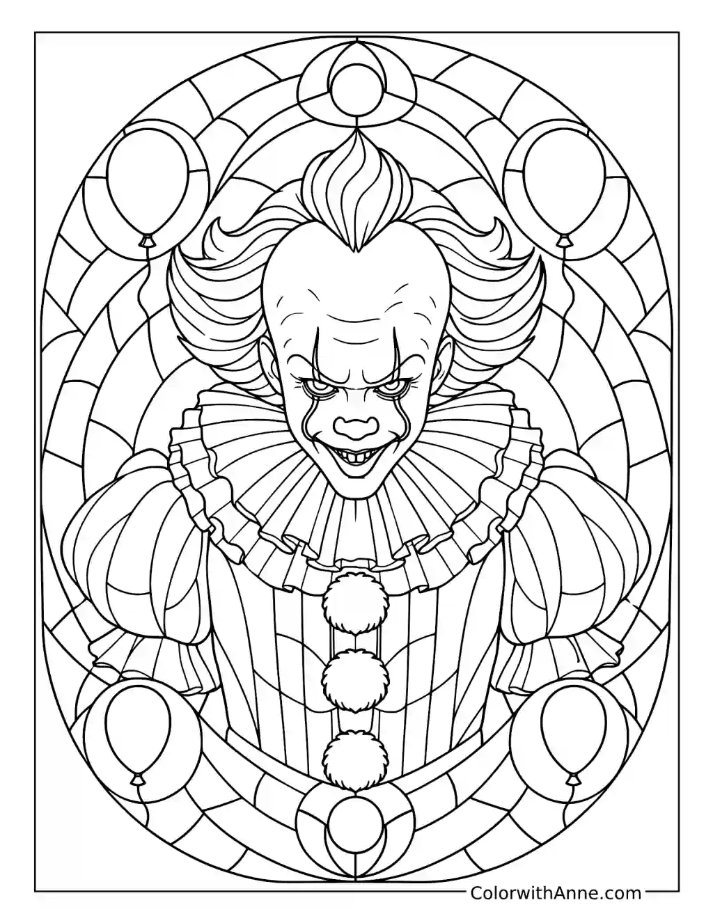 Pennywise Stained Glass Portrait coloring page