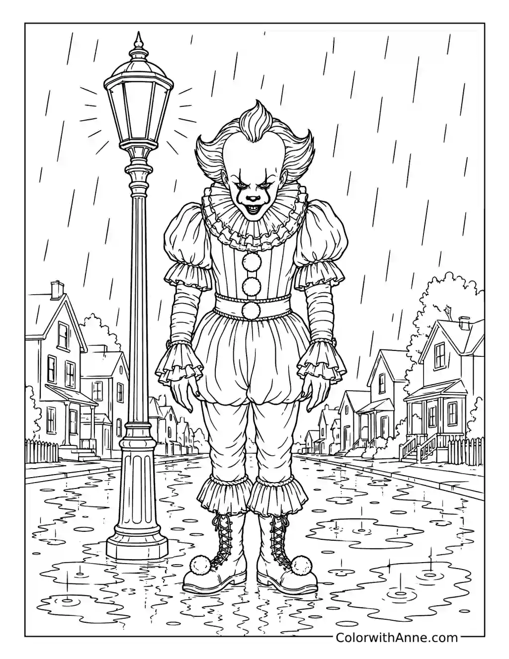Pennywise Under the Streetlight coloring page