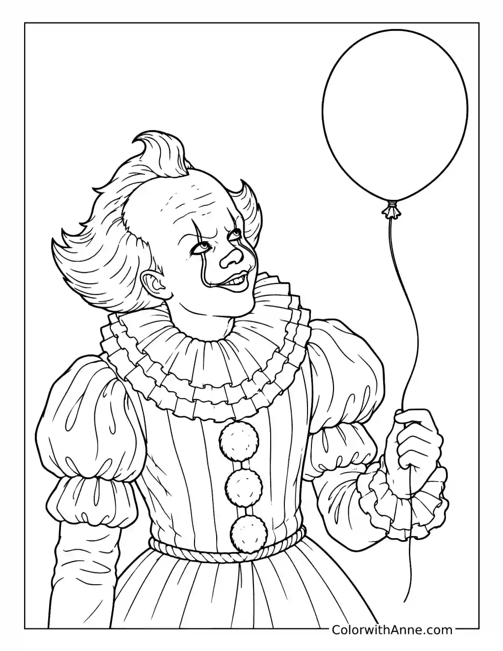 Pennywise with a Floating Balloon coloring page