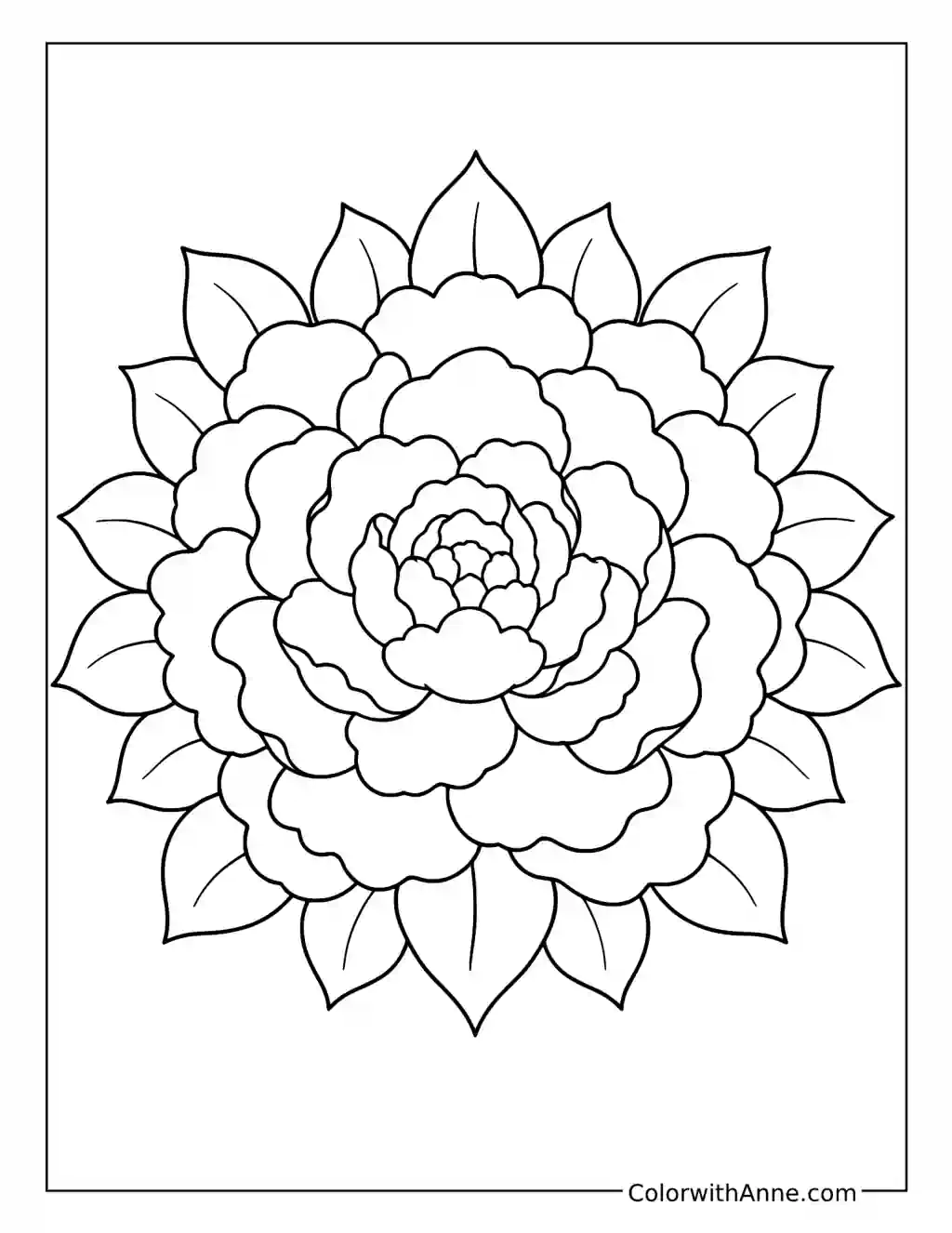 Peony Petal Mandala coloring page