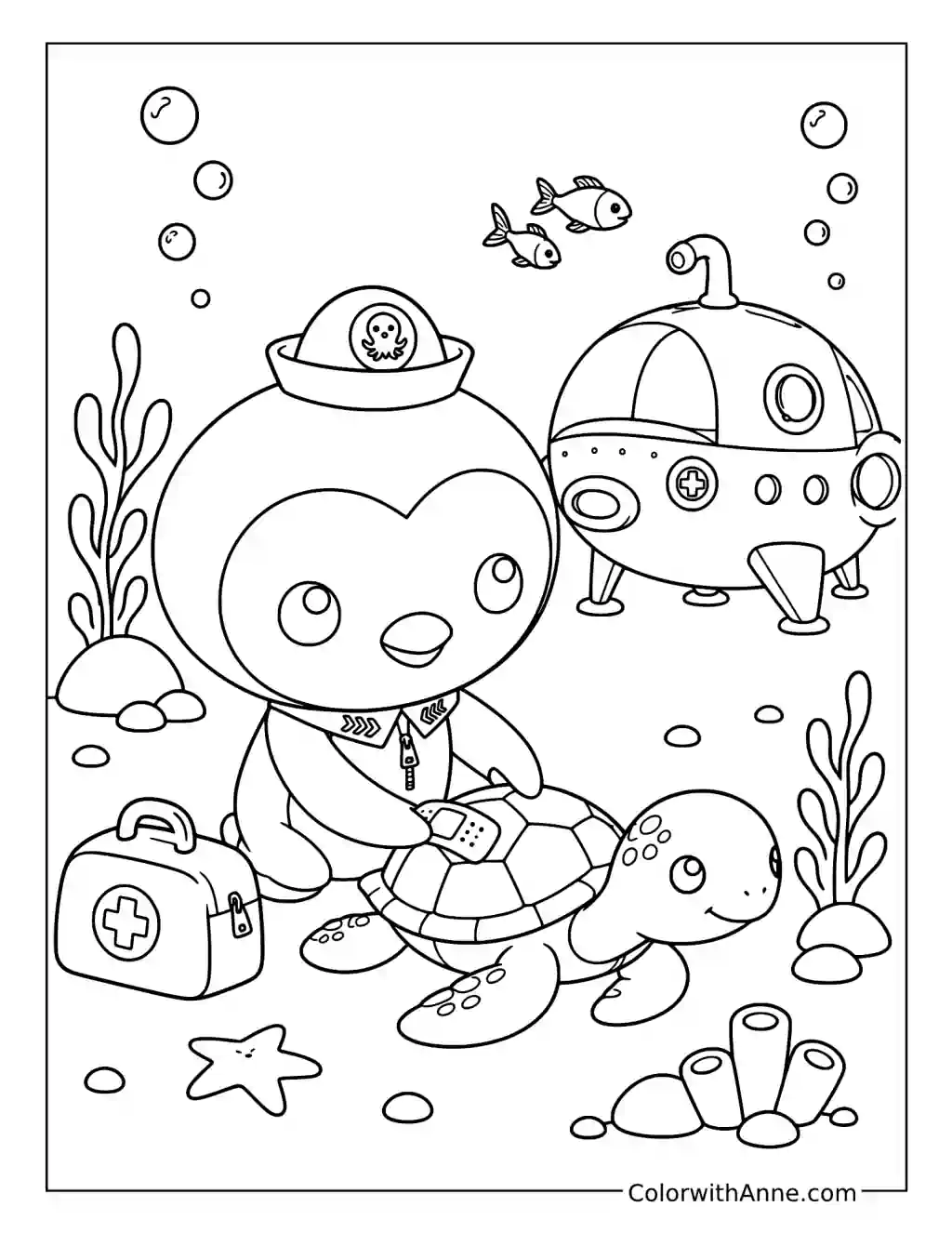 Peso Bandaging a Sea Turtle's Shell coloring page