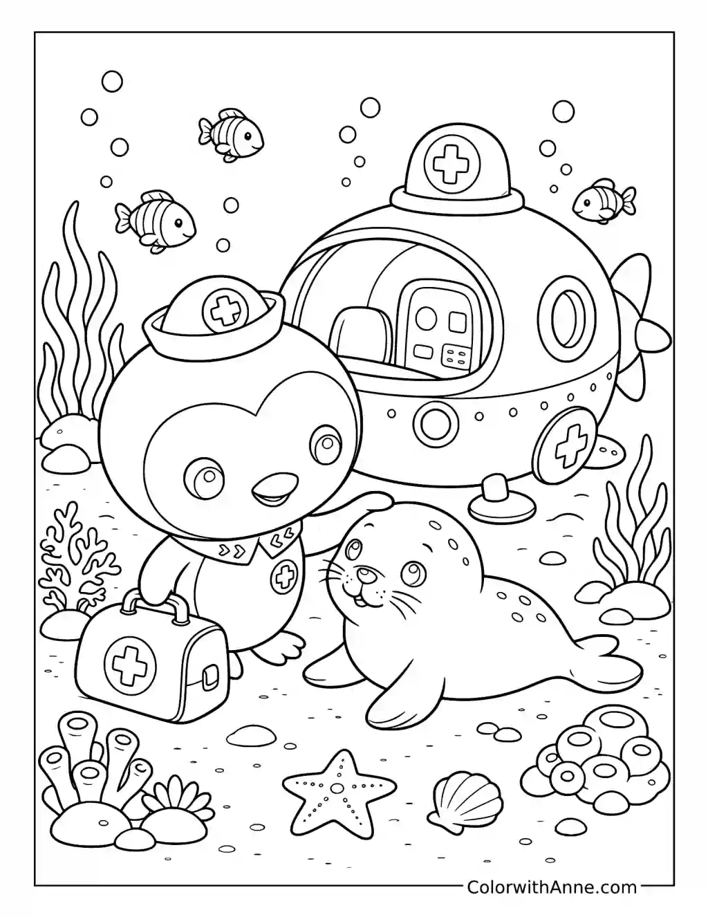 Peso Caring for a Seal Pup coloring page