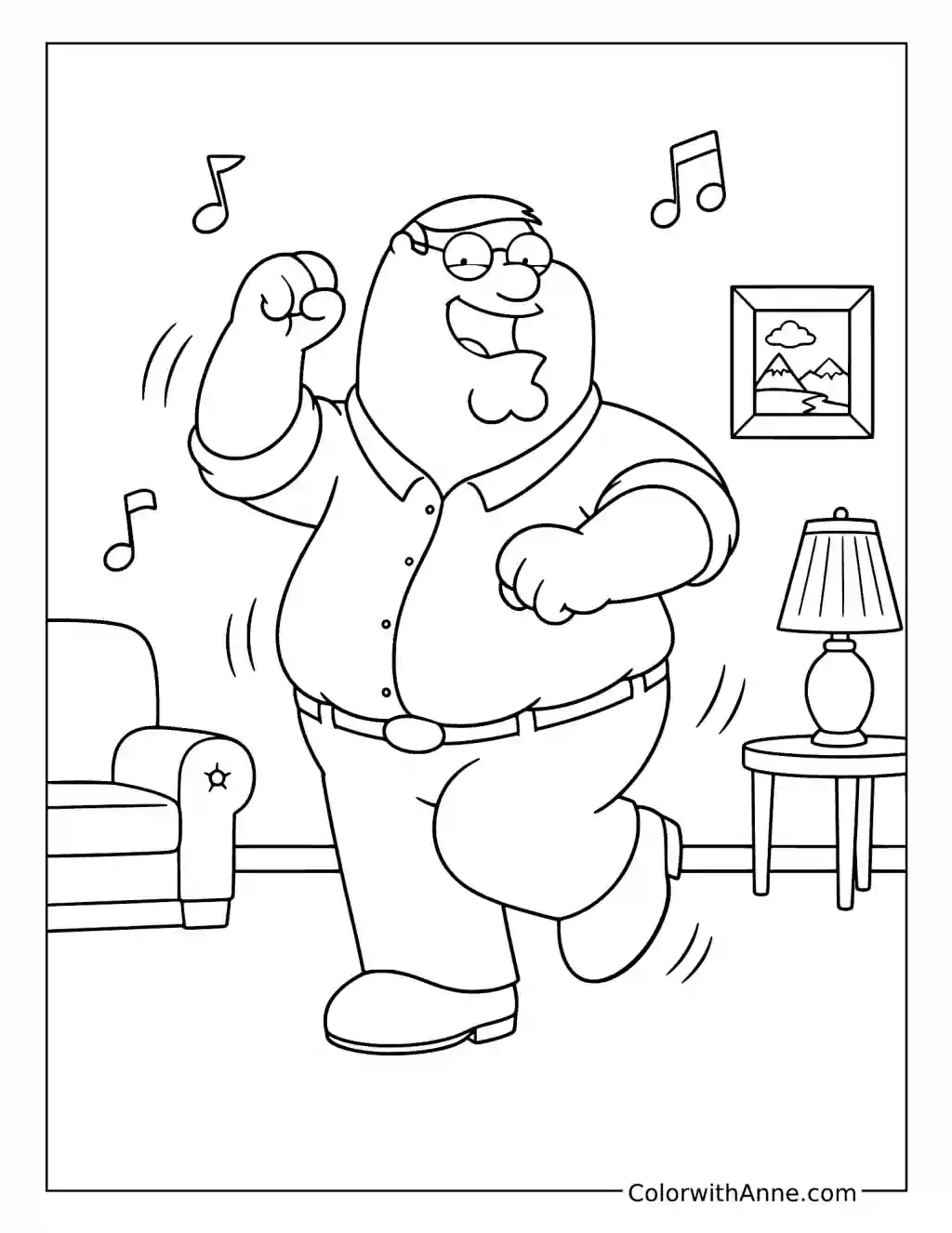Peter Griffin Dancing coloring page