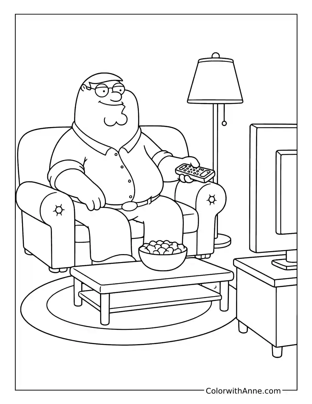 Peter Griffin Watching Television coloring page