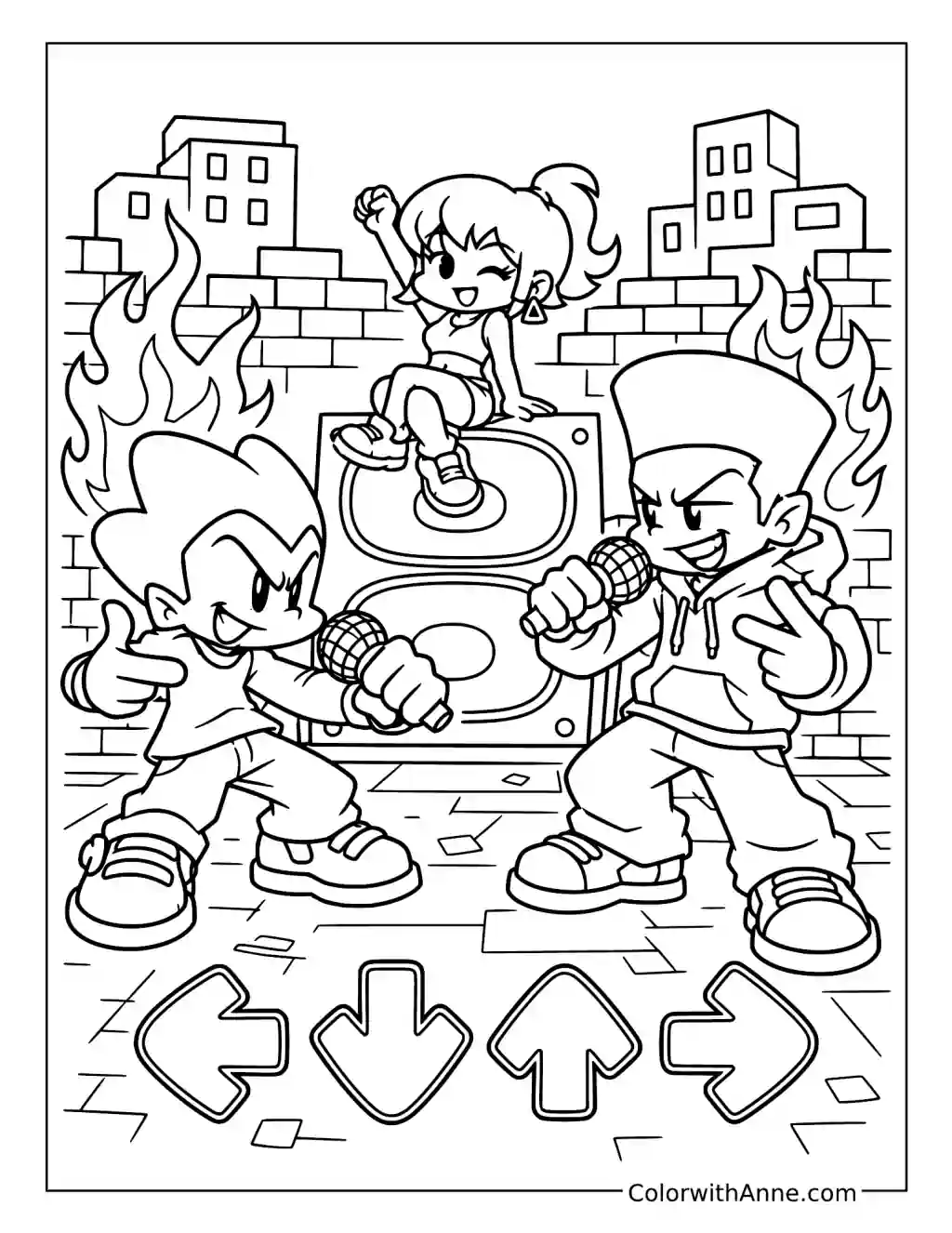 Pico vs Darnell Rap Battle coloring page