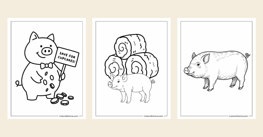 pig coloring pages banner