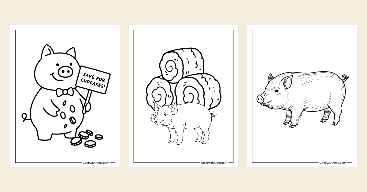 pig coloring pages banner