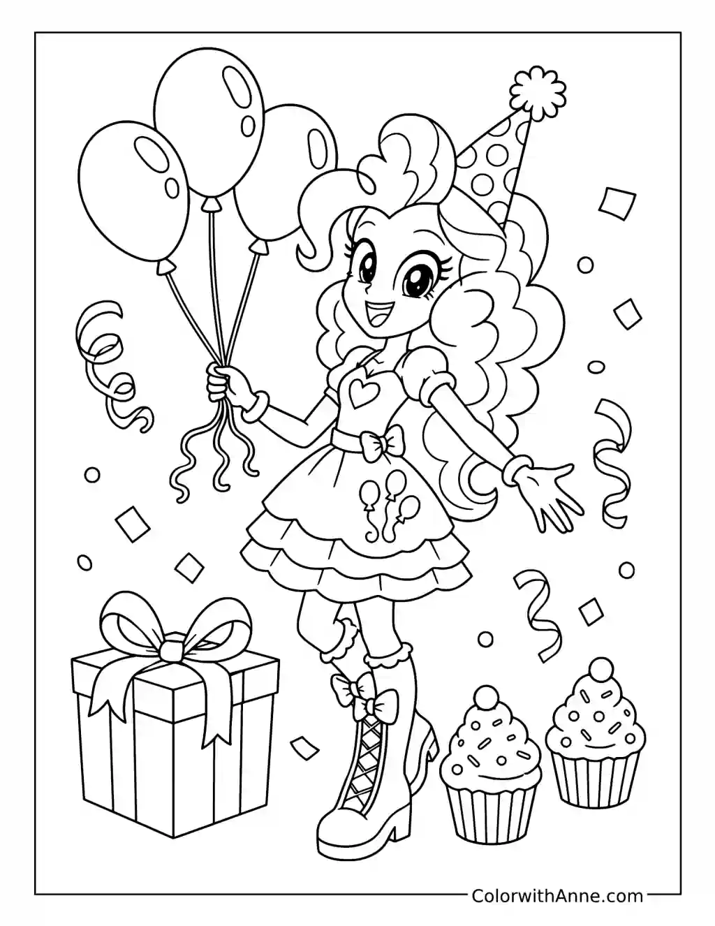 Pinkie Pie Balloon Celebration coloring page