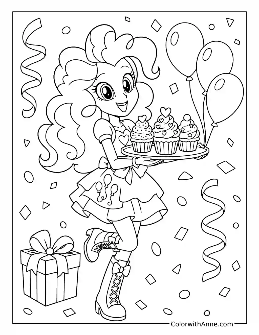 Pinkie Pie Cupcake Party coloring page