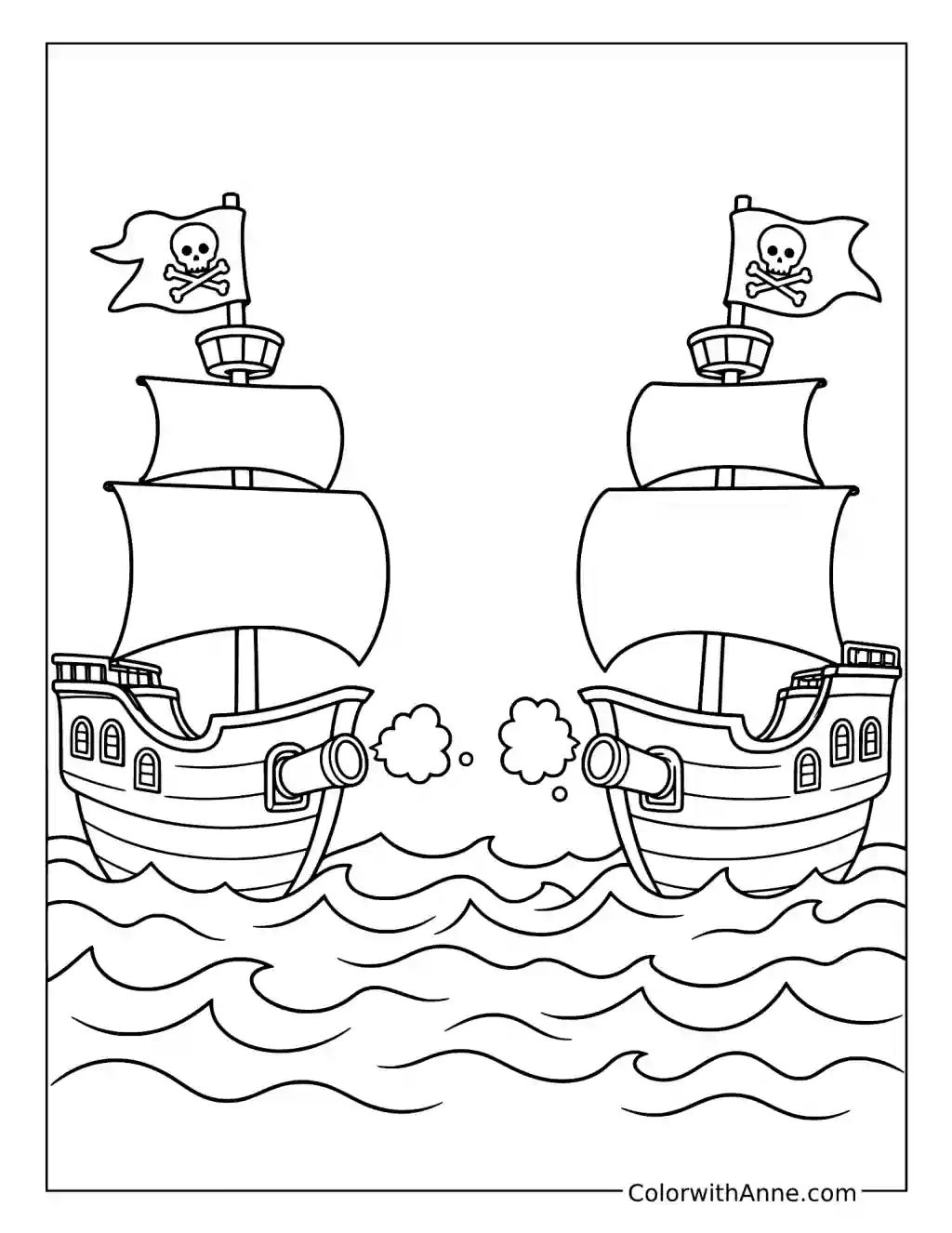 Pirate Ship Cannon Battle coloring page
