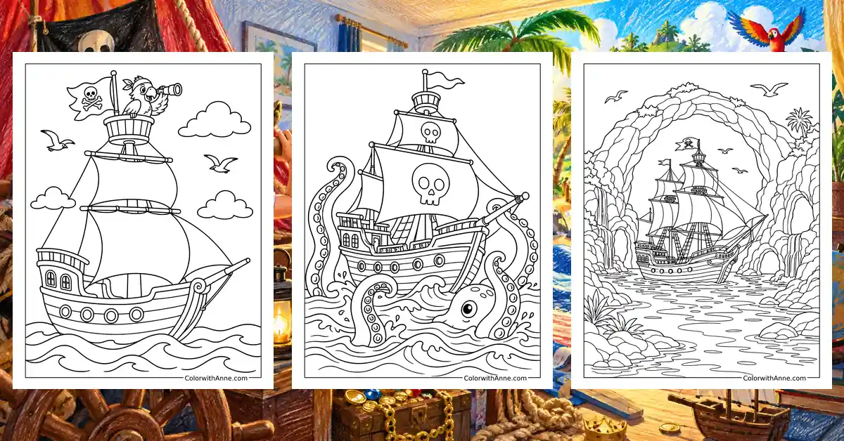 Pirate Ship Coloring Pages banner