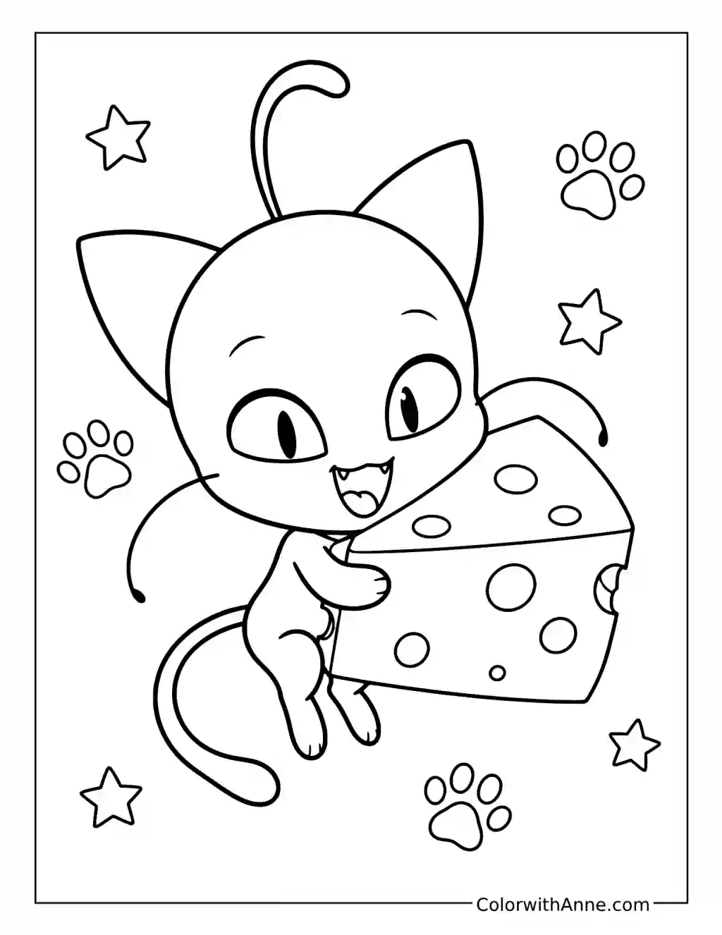 Plagg Holding a Wedge of Cheese coloring page