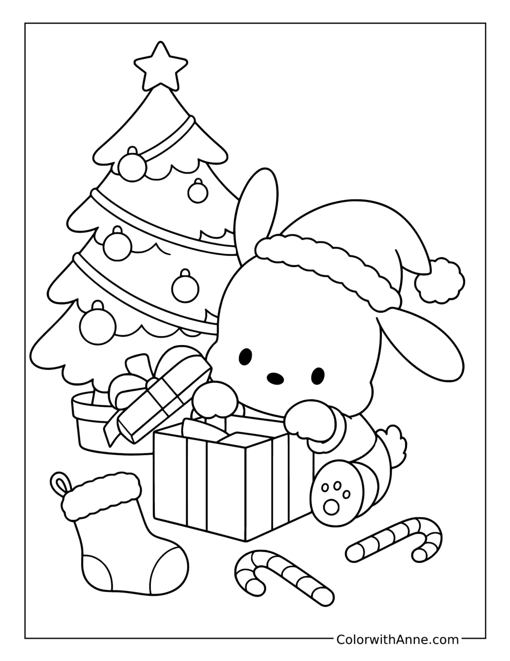 Pochacco Christmas Morning coloring page
