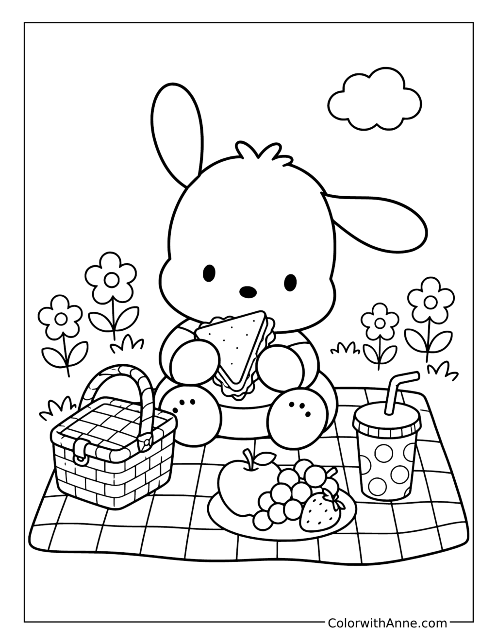 Pochacco Enjoying a Picnic coloring page