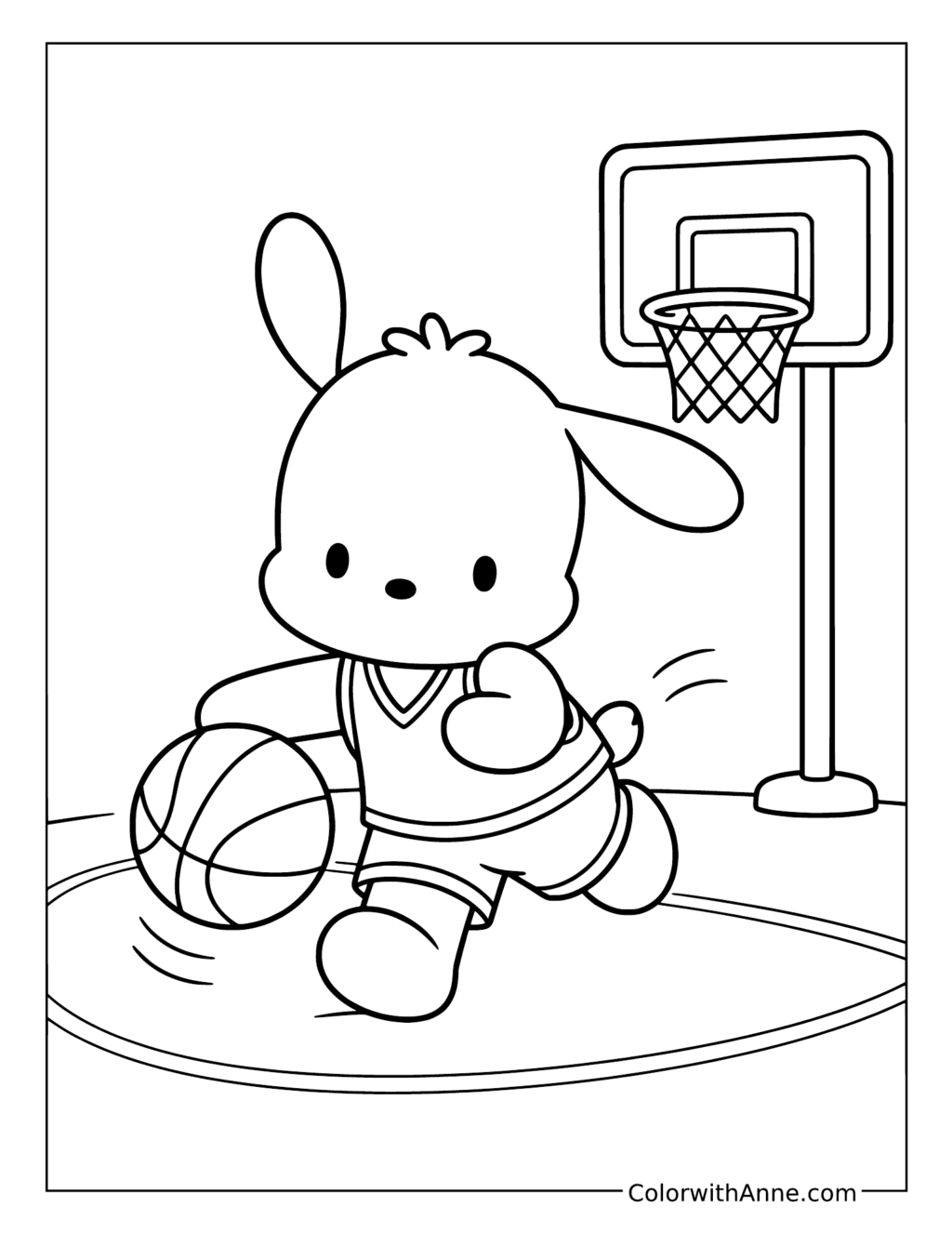 Pochacco Playing Basketball coloring page