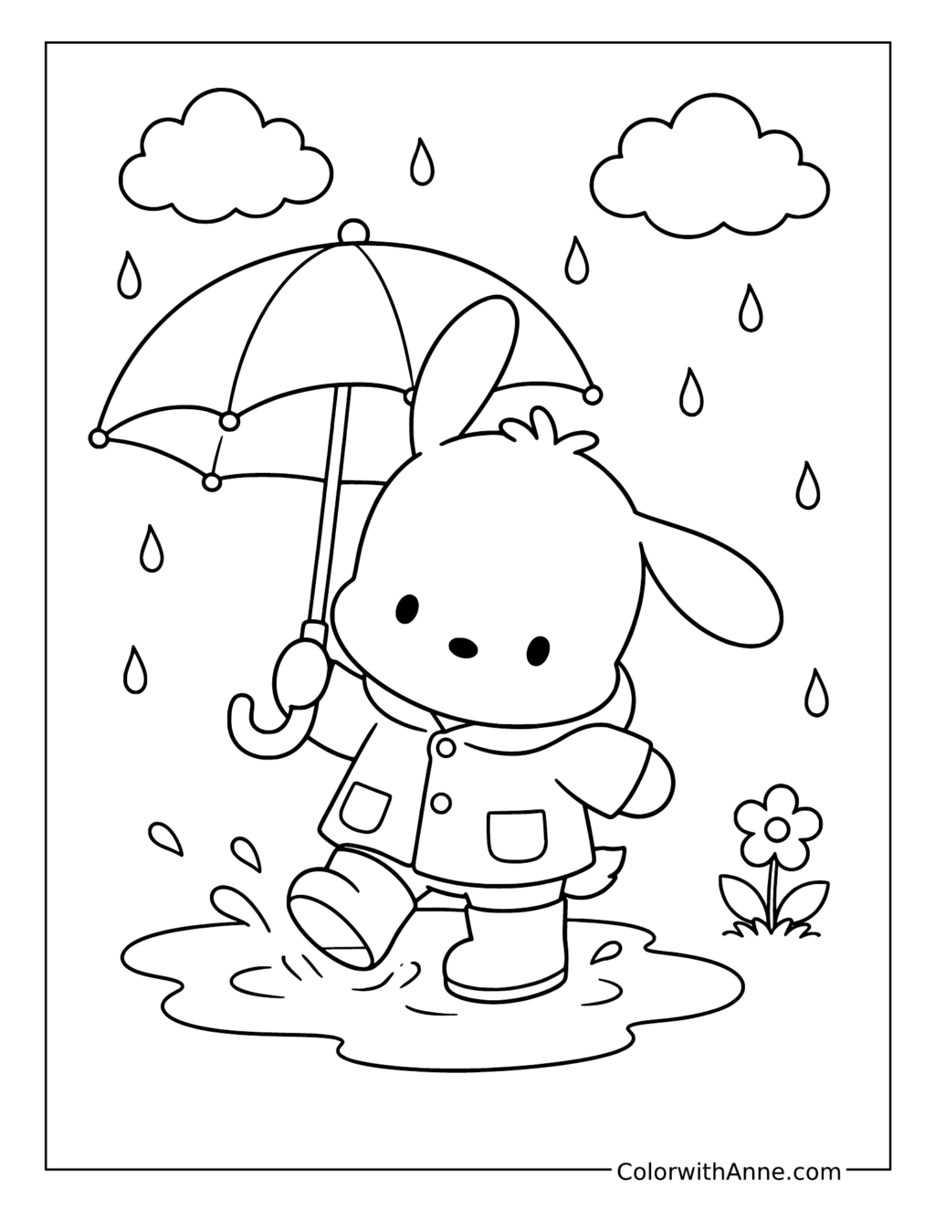 Pochacco Rainy Day coloring page