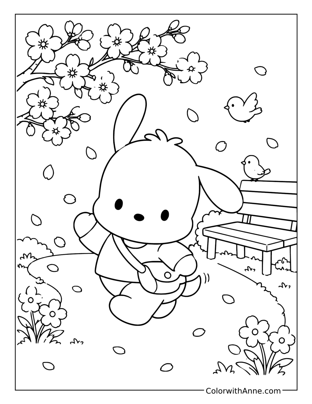 Pochacco Springtime Walk coloring page
