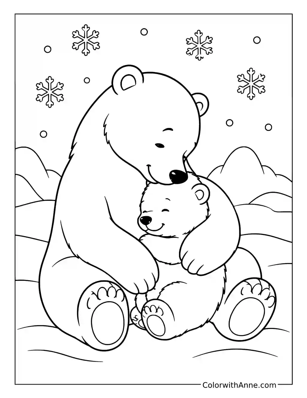 Polar Bear Mother and Cub coloring page