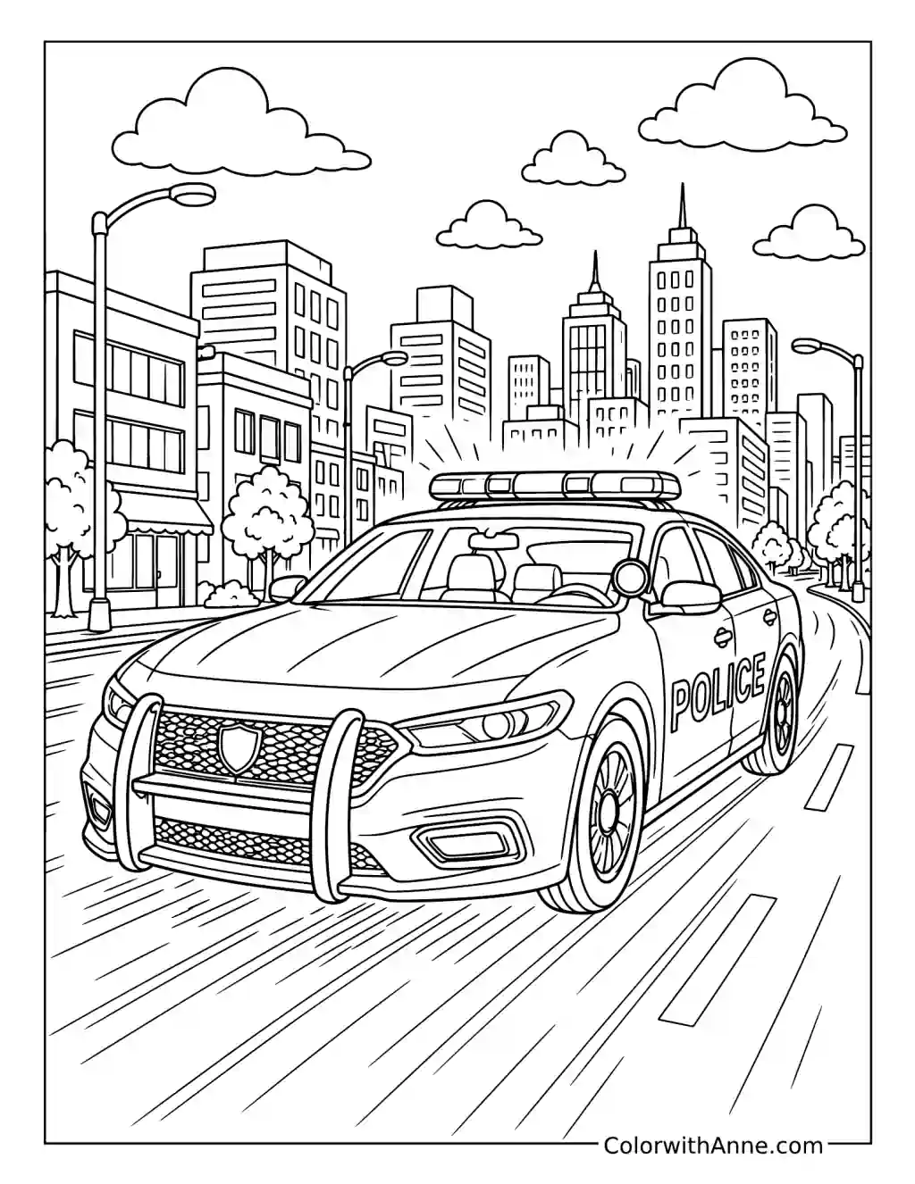 Police Car Coloring Page Line Repair coloring page