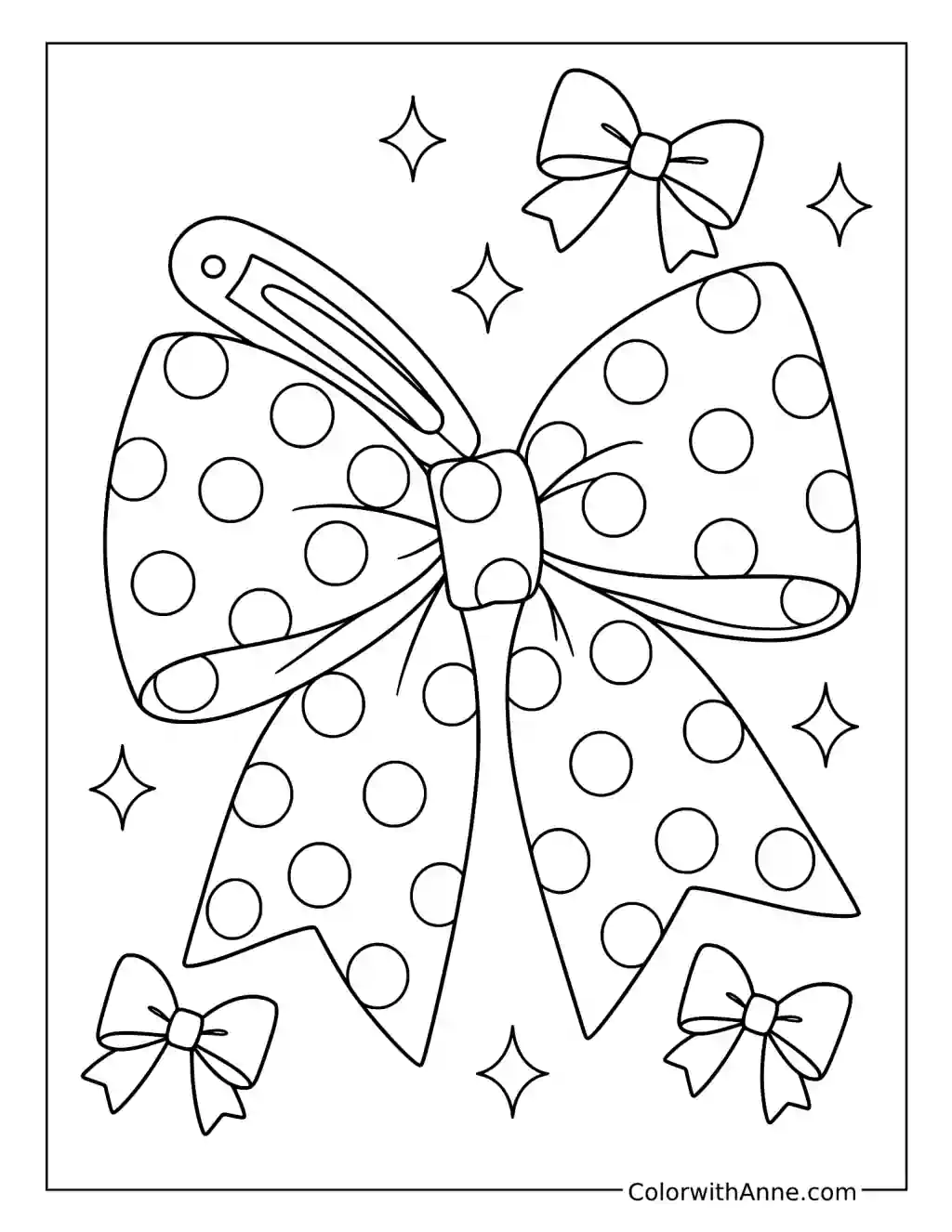 Polka Dot Hair Bow coloring page