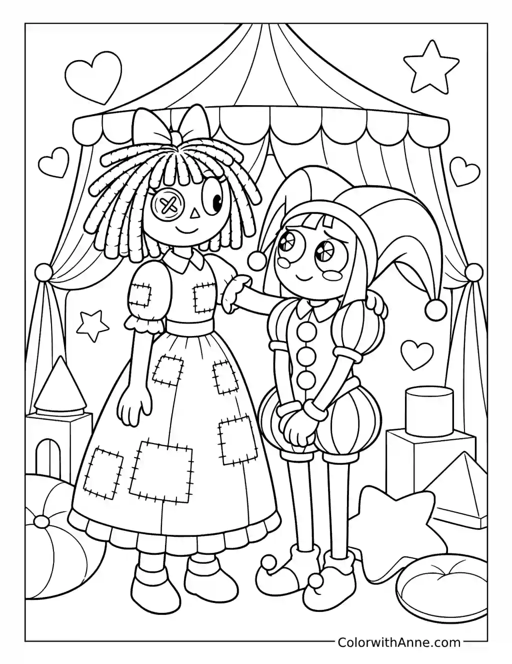 Pomni and Ragatha's Friendship Moment coloring page