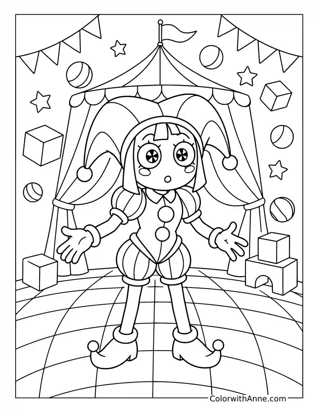 Pomni in the Digital Circus coloring page
