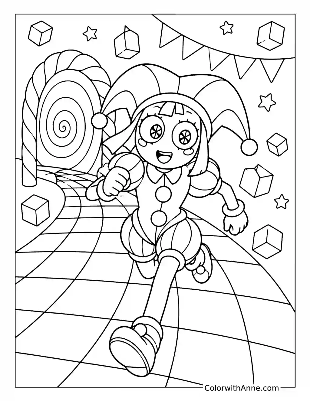 Pomni's Digital Circus Dash coloring page